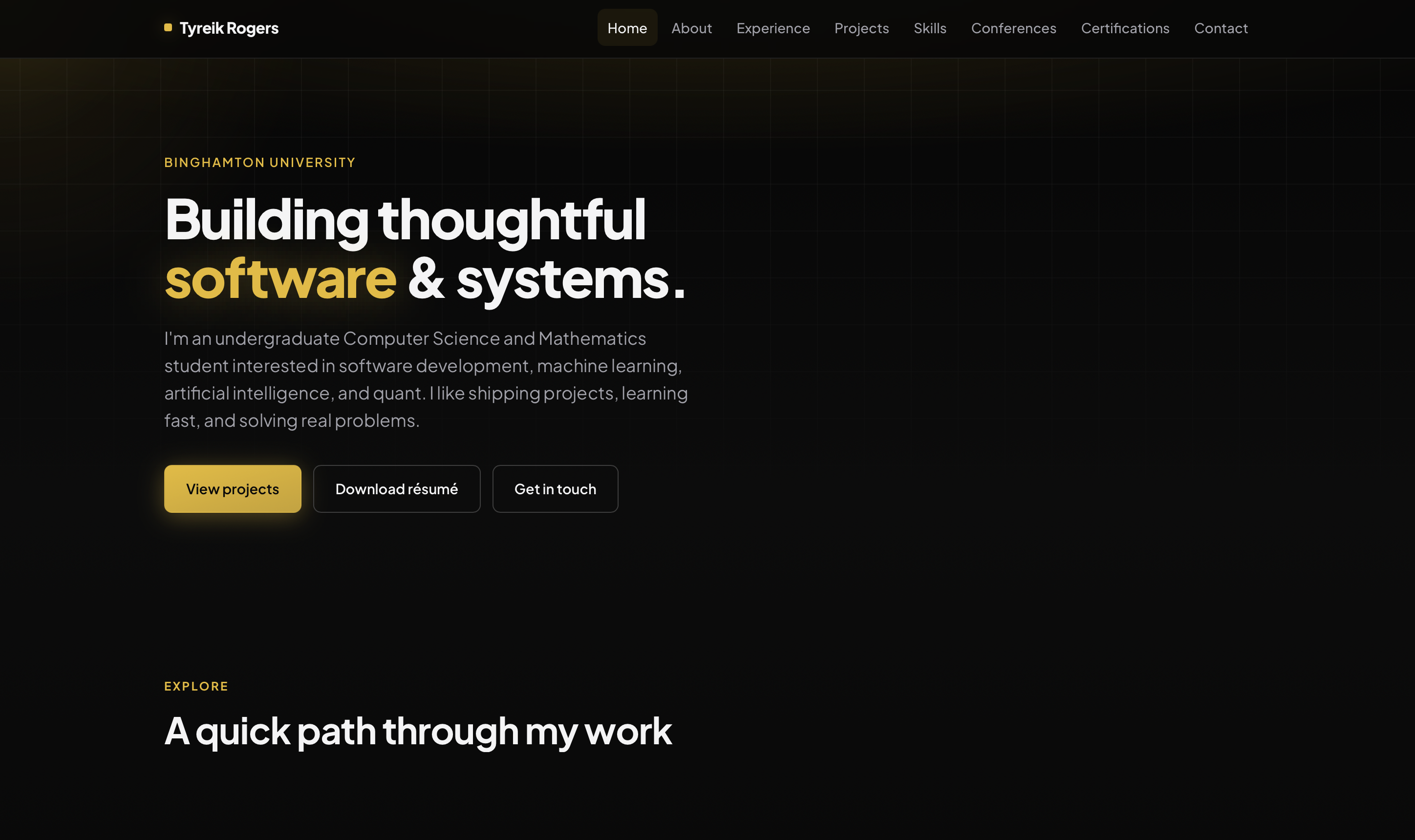 Screenshot preview of the personal portfolio website